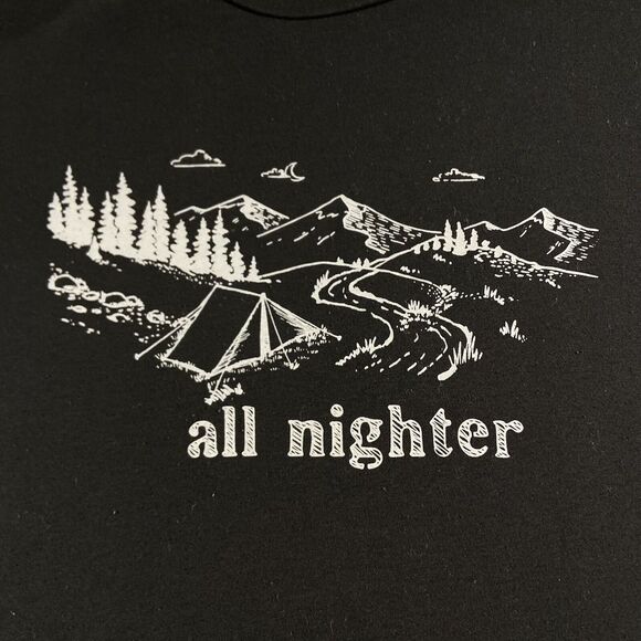 Cuddl Duds Shirt Womens Small Black All Nighter Camping Graphic Crew Neck Top - Picture 7 of 13